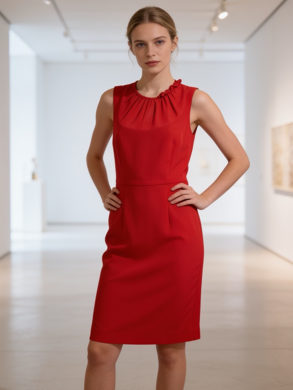 Just Taylor Red Sheath Dress Size 10 Sleeveless Career Work Cocktail Classic